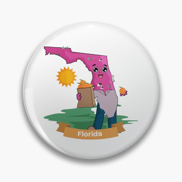 Item preview, Cute Florida Map Character - Kawaii Sunshine State Orange Art designed and sold by Travel.Art.