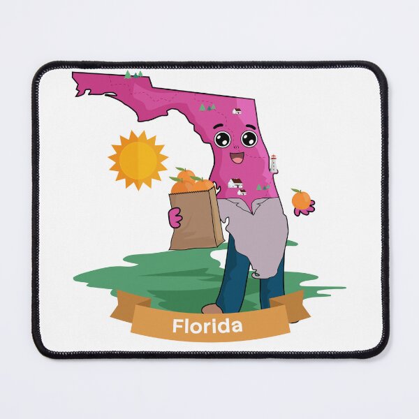 Item preview, Cute Florida Map Character - Kawaii Sunshine State Orange Art designed and sold by Travel.Art.