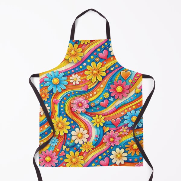 Item preview, 70s Hippie Flower Power Groovy Hearts Pattern designed and sold by Ela Design Studio .