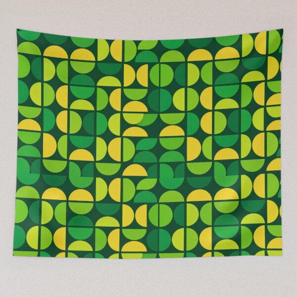 Item preview, Mid-Century Modern Green Geometric Circles Pattern designed and sold by Ela Design Studio .