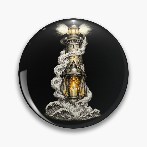 Item preview, The Keeper's Light — Vintage Lighthouse Lantern Ink Art | Gothic Nautical Design designed and sold by ArtoryWorks.
