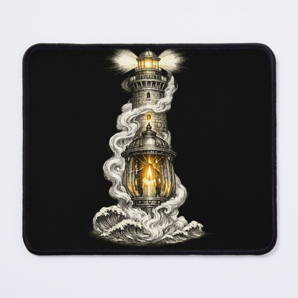 Item preview, The Keeper's Light — Vintage Lighthouse Lantern Ink Art | Gothic Nautical Design designed and sold by ArtoryWorks.