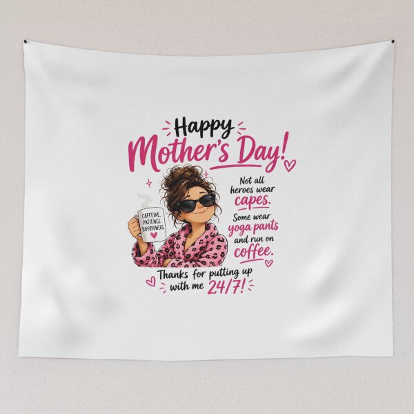 Item preview, Funny Mother’s Day Shirt – Tired Mom Coffee Lover PNG – “Mothers Don’t Wear Capes” Cute Mama Graphic Tee Design designed and sold by 1234saad.
