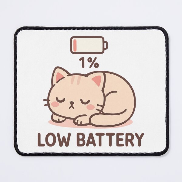 Item preview, Low Battery Cat | Kawaii Burnout Meme Art designed and sold by Noxivora.