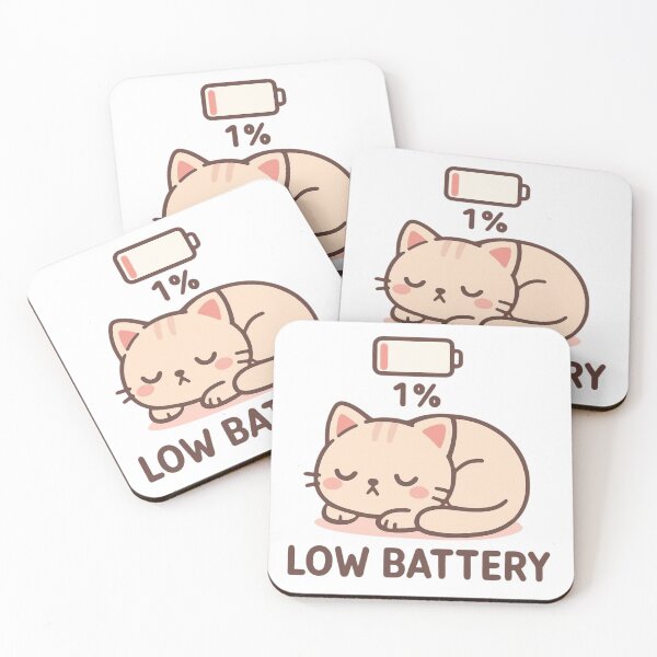 Item preview, Low Battery Cat | Kawaii Burnout Meme Art designed and sold by Noxivora.
