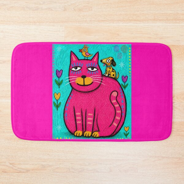 Item preview, Naive Folk Art Chunky Cat Dog Bird designed and sold by ZunZunArt.