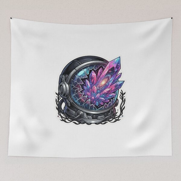 Item preview, Galaxy Crystal Cluster Astronaut Helmet Space Art designed and sold by JeevanStickers.