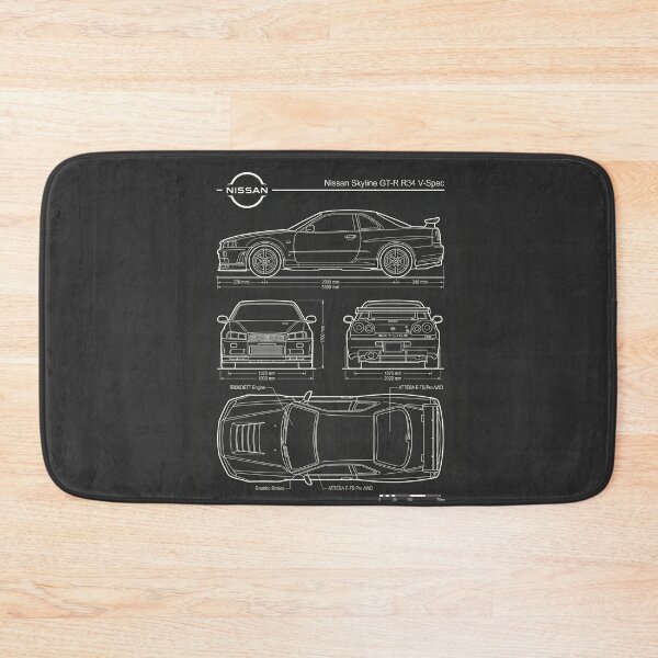 Item preview, Nissan Skyline GT-R R34 V-Spec Blueprint JDM Godzilla Outline designed and sold by Motorline44.