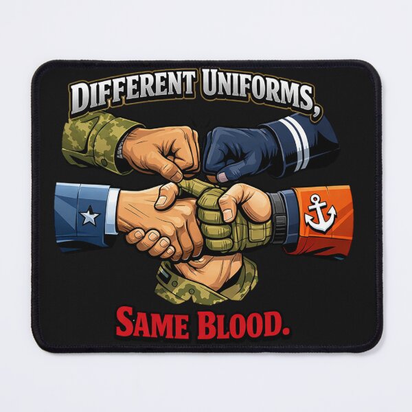Item preview, Different Uniforms Same Blood Military Unity designed and sold by Tsugraf Designs.