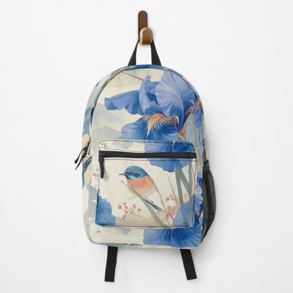 Item preview, Japanese watercolor painting of iris flowers and birds pattern designed and sold by thelivingrp.