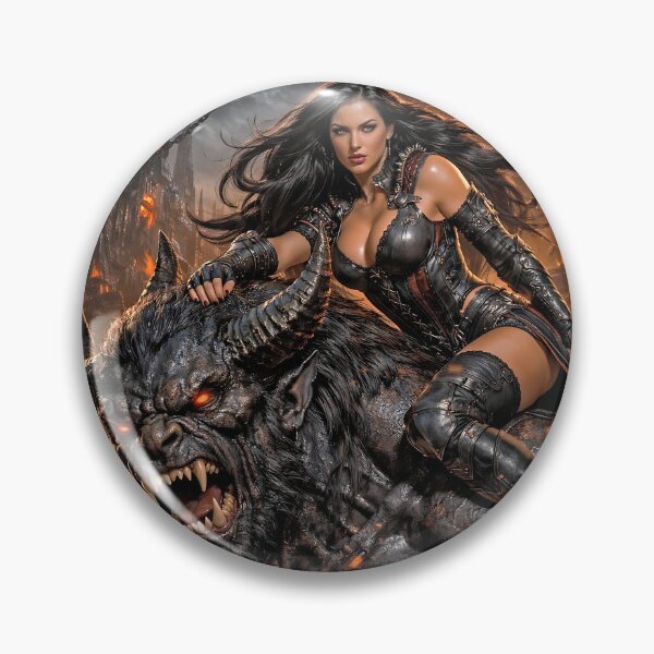 Item preview, Infernal Queen Riding the Hell Beast – Dark Fantasy Oil Painting designed and sold by thor81pl.