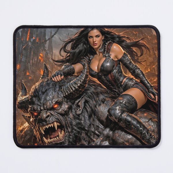 Item preview, Infernal Queen Riding the Hell Beast – Dark Fantasy Oil Painting designed and sold by thor81pl.