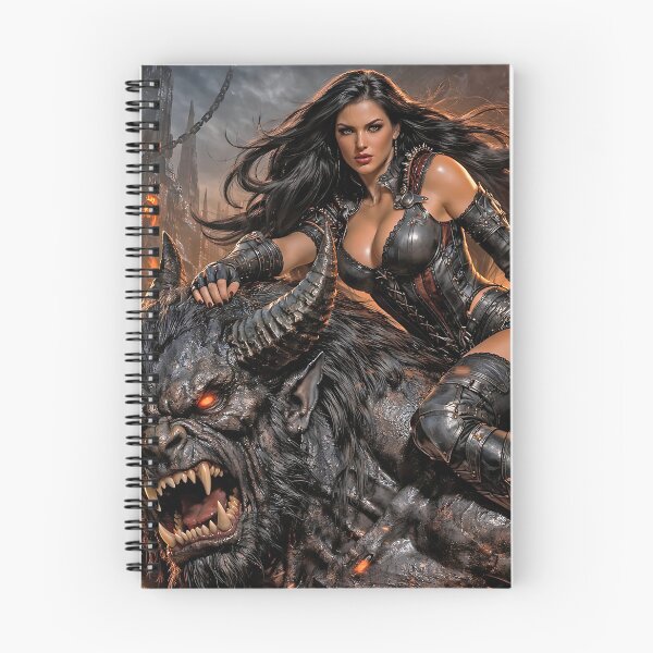 Item preview, Infernal Queen Riding the Hell Beast – Dark Fantasy Oil Painting designed and sold by thor81pl.