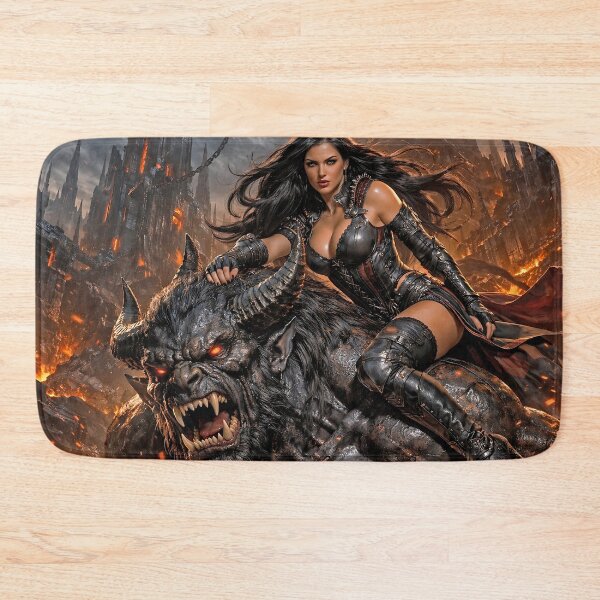 Item preview, Infernal Queen Riding the Hell Beast – Dark Fantasy Oil Painting designed and sold by thor81pl.