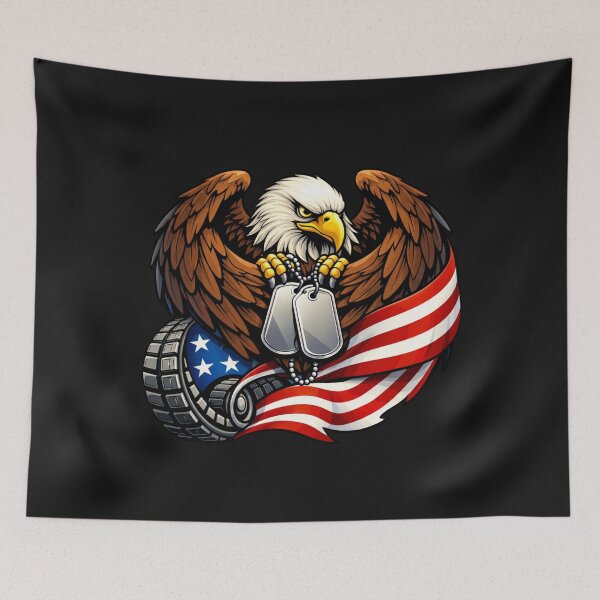 Item preview, American Eagle Flag Dog Tags Military Veteran USA designed and sold by Tsugraf Designs.