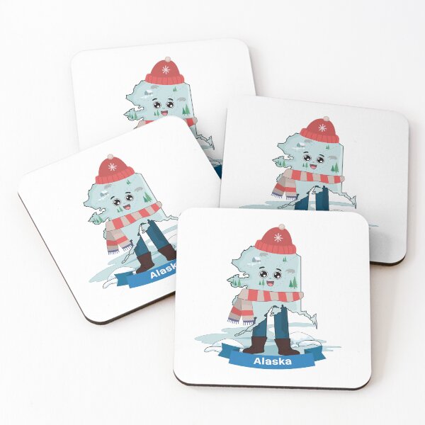 Item preview, Cute Alaska Map Character - Kawaii Snowy Wild Winter Art designed and sold by Travel.Art.