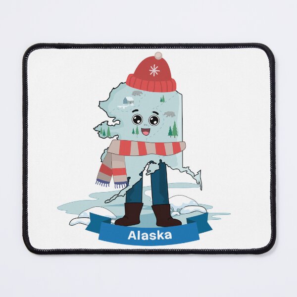 Item preview, Cute Alaska Map Character - Kawaii Snowy Wild Winter Art designed and sold by Travel.Art.