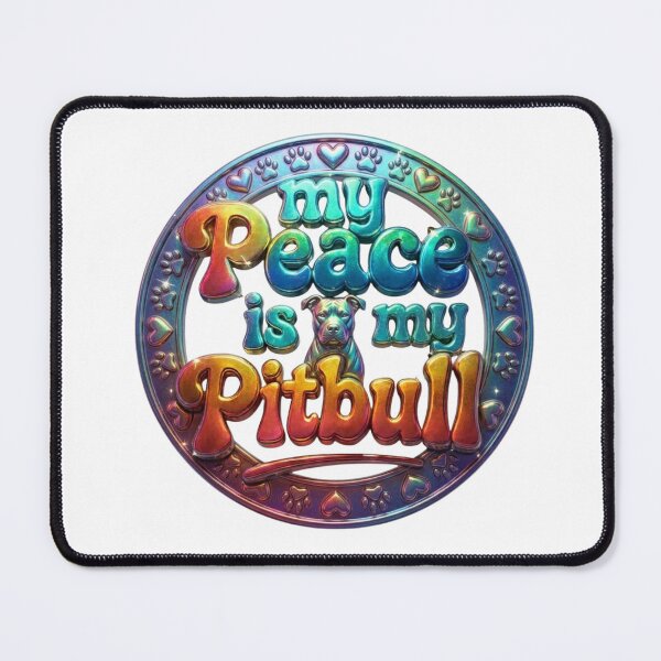 Item preview, My Peace Is My Pitbull - 3D Iridescent Rainbow Chrome Emblem Art designed and sold by My Pitbull Place.