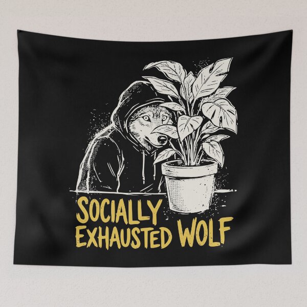 Item preview, Socially Exhausted Wolf Hoodie Grunge Dark Humor Introvert designed and sold by cabana.space.