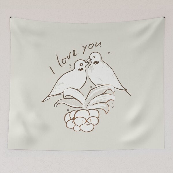 Item preview, Romantic Vintage Doves I Love You with Pansies designed and sold by TackyTime.