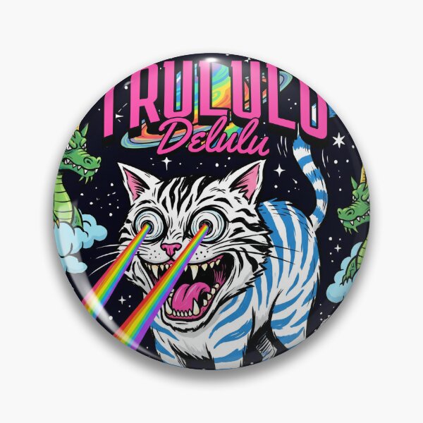 Item preview, Trululu Delulu – Funny Chaos Space Cat Rainbow Laser Eyes Gift designed and sold by StillWildink.