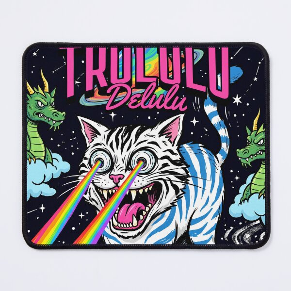 Item preview, Trululu Delulu – Funny Chaos Space Cat Rainbow Laser Eyes Gift designed and sold by StillWildink.