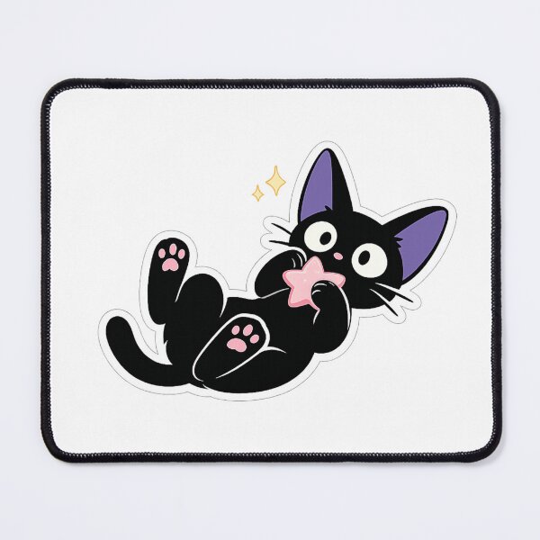 Item preview, Jiji Black Cat Playing With Star – Cute Kawaii Sticker PNG designed and sold by NAVOZKA.