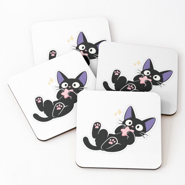 Item preview, Jiji Black Cat Playing With Star – Cute Kawaii Sticker PNG designed and sold by NAVOZKA.
