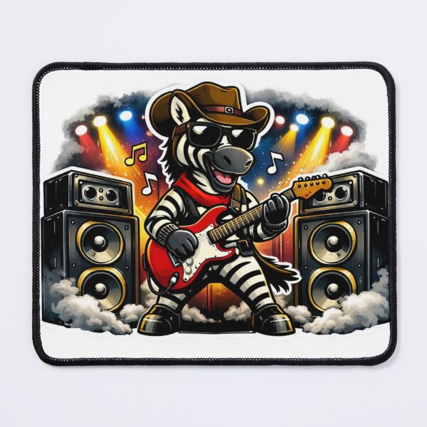 Item preview, Rockstar Zebra Guitarist Shirt - Funny Country Rock Concert Tee - Cool Zebra Music Sticker designed and sold by MerchlyMike.