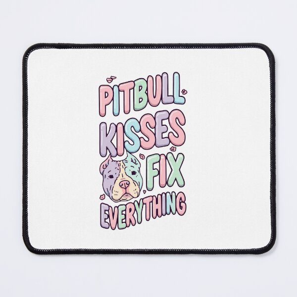 Item preview, Pitbull Kisses Fix Everything - Cute 3D Bubble Lettering Dog Art designed and sold by My Pitbull Place.