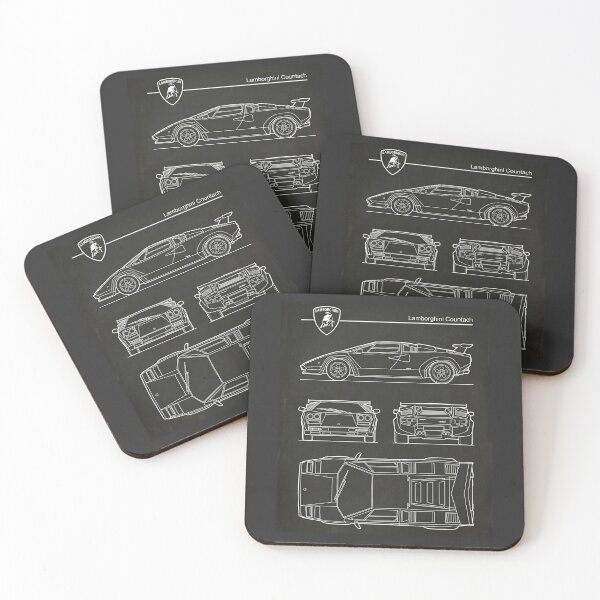 Item preview, Lamborghini Countach Blueprint Vintage Retro Supercar Outline designed and sold by Motorline44.