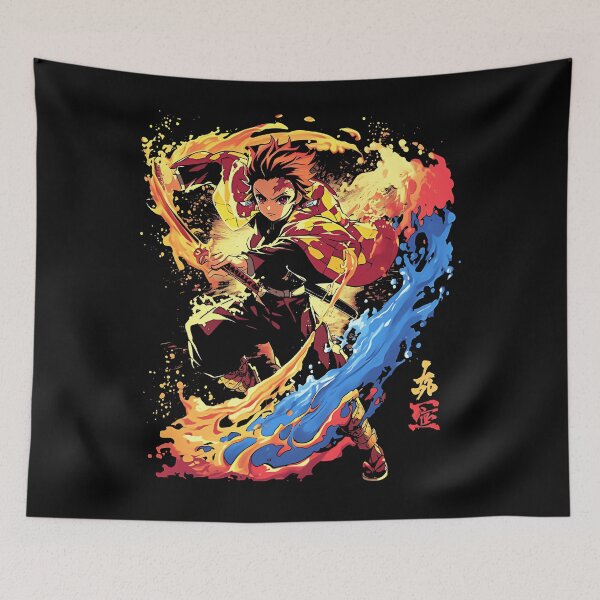 Item preview, Demon Slayer Tanjiro Kamado Fire Water Breathing Anime Art designed and sold by siennalabeoo.