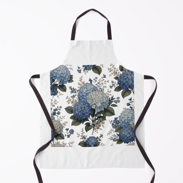 Item preview, Vintage Blue Hydrangea Bouquet on Black Background | Elegant Botanical Cottagecore Floral Art designed and sold by Joyfulfabric.