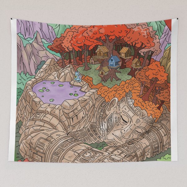 Item preview, The Sleeping Giant - Cozy Fantasy Forest Wall Art designed and sold by AliAltinelArt.