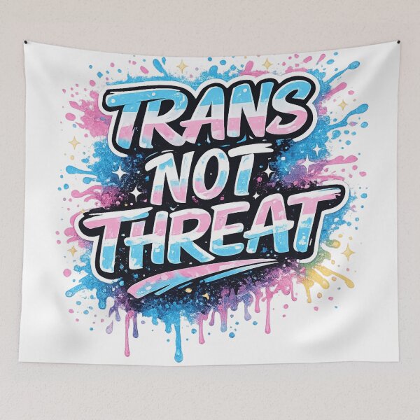 Item preview, Trans Not Threat Graffiti Pride Typography Design designed and sold by LatestDesign95.