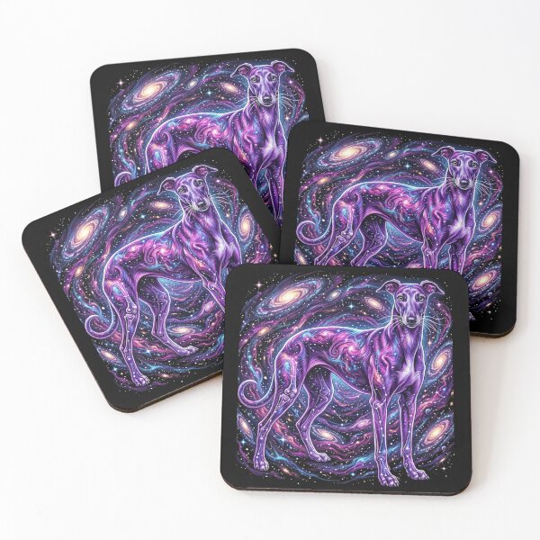 Item preview, Cosmic Greyhound Galaxy Neon Purple Dog Art designed and sold by Alma en Cada Detalle.