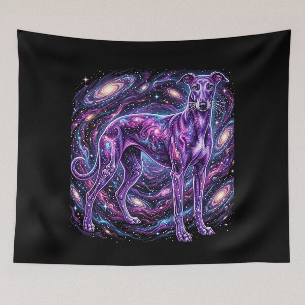 Item preview, Cosmic Greyhound Galaxy Neon Purple Dog Art designed and sold by Alma en Cada Detalle.