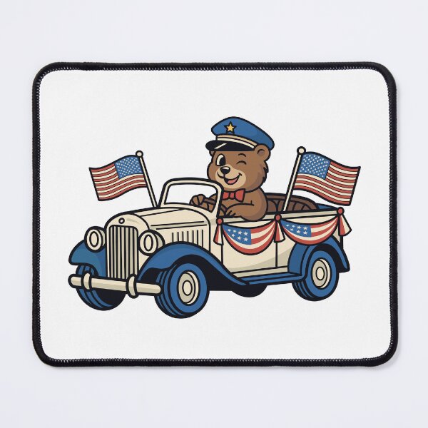 Item preview, Cute Bear Driving Patriotic Car designed and sold by Anne97s.