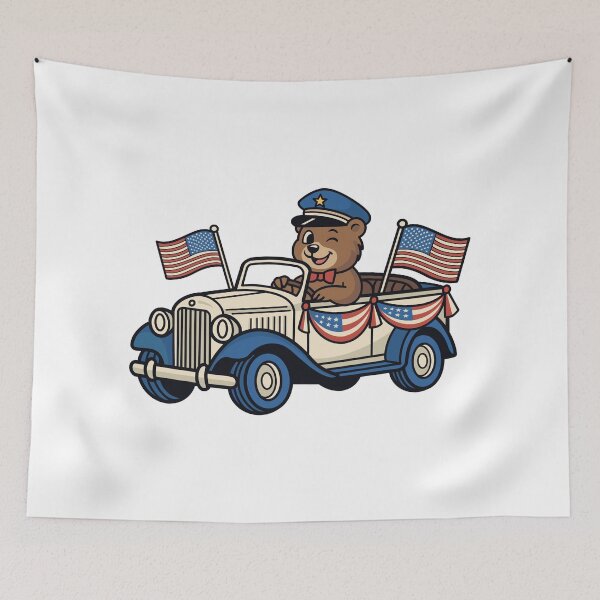 Item preview, Cute Bear Driving Patriotic Car designed and sold by Anne97s.