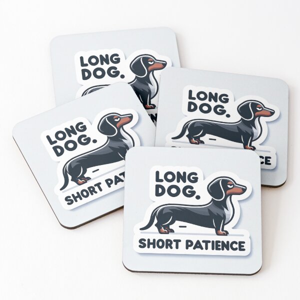 Artikelvorschau, Dackel-Aufkleber „Langer Hund, kurze Geduld“ | Lustiges Geschenk für Dackel entworfen und verkauft von TheSlapStackShop.