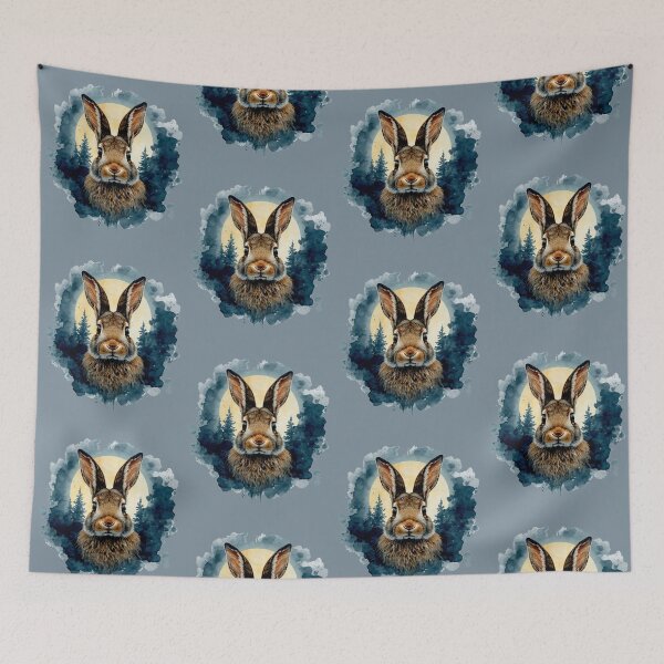 Item preview, Mystical Moon Rabbit Watercolor Forest Animal Art designed and sold by Biedroneczka.