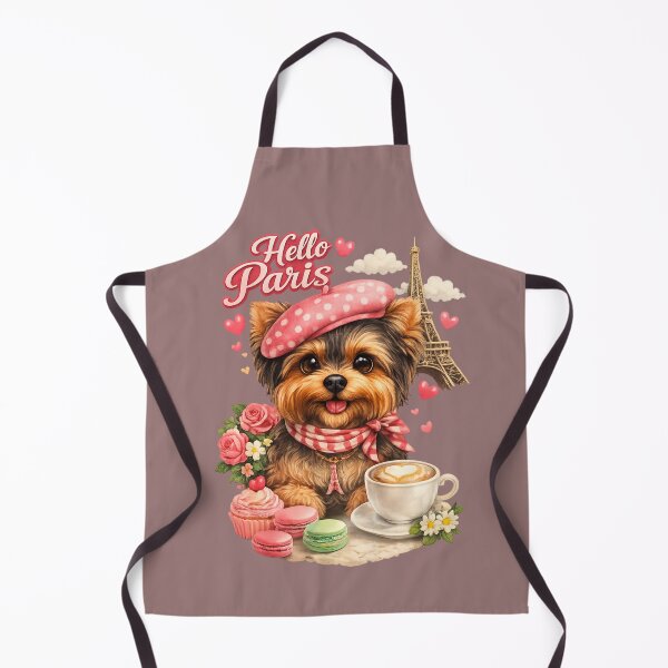 Item preview, Hello Paris – Cute Yorkie Dog with Macarons | French Chic Pet Art designed and sold by Yorkie Magic Studio .
