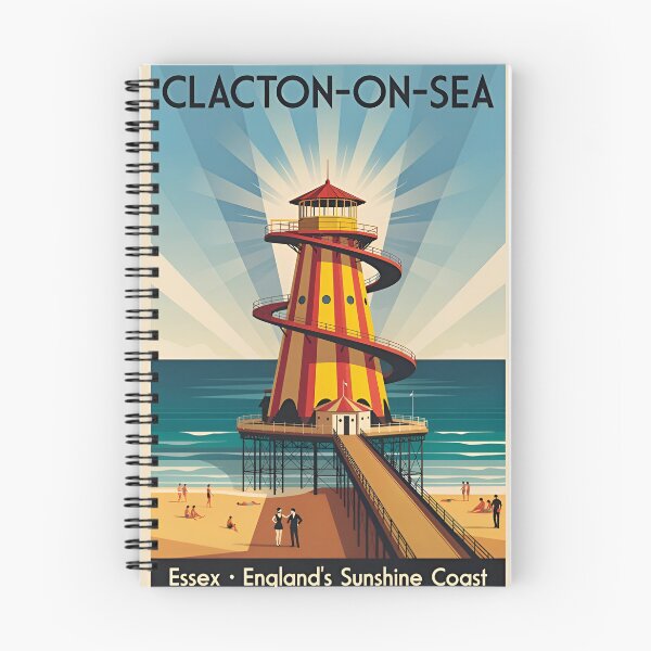 Item preview, Clacton-on-Sea Vintage Travel Poster - Essex Sunshine Coast Spiral Lighthouse Retro Art designed and sold by WalkersSnaps.