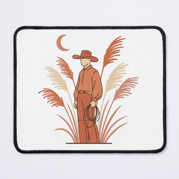 Item preview, Minimalist Western Cowboy Art - Terracotta Desert Lasso Silhouette with Pampas & Moon designed and sold by BestChoiceService.