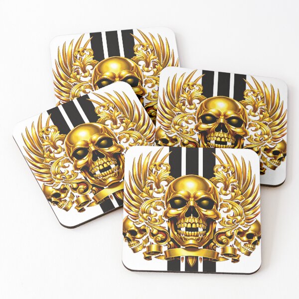 Item preview, Gold Metallic Skull With Wings — Luxury Gothic Graphic Art designed and sold by houta.
