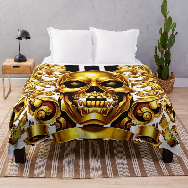 Item preview, Gold Metallic Skull With Wings — Luxury Gothic Graphic Art designed and sold by houta.