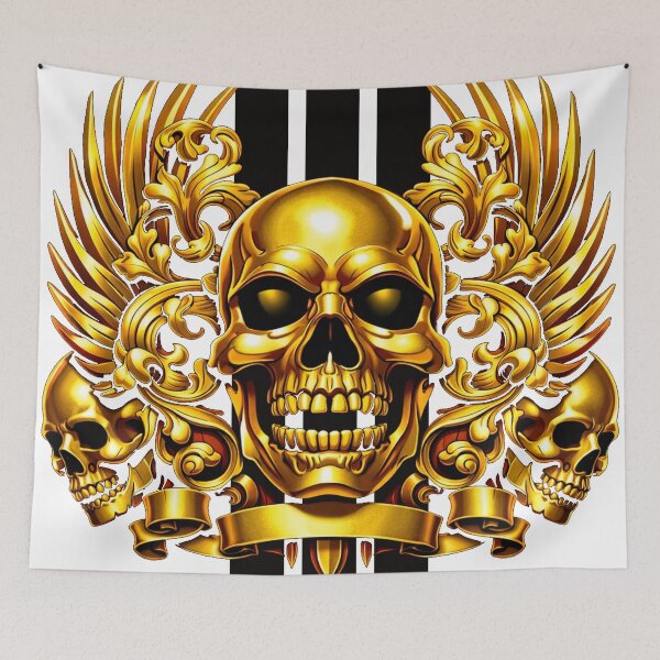 Item preview, Gold Metallic Skull With Wings — Luxury Gothic Graphic Art designed and sold by houta.