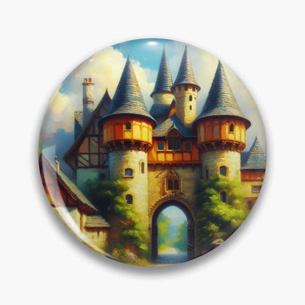 Item preview, Medieval Castle Gate – Beautiful Painterly Summer Day Fantasy Scene designed and sold by EmeraldeaArt.