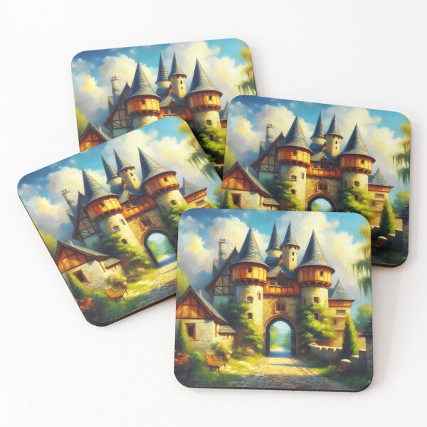Item preview, Medieval Castle Gate – Beautiful Painterly Summer Day Fantasy Scene designed and sold by EmeraldeaArt.