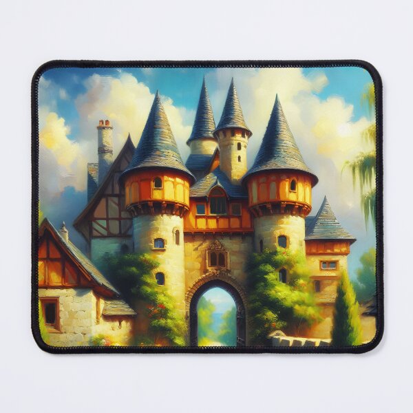 Item preview, Medieval Castle Gate – Beautiful Painterly Summer Day Fantasy Scene designed and sold by EmeraldeaArt.